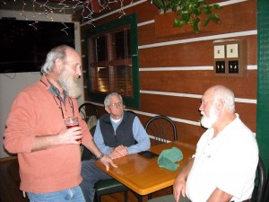 Guest Speaker Rex Waters of the INDNR chats with Tim Mather, Club president.